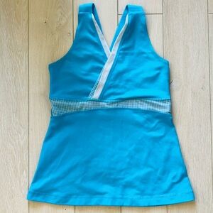 Lululemon Light Blue Gingham Built in Bra Tank Top